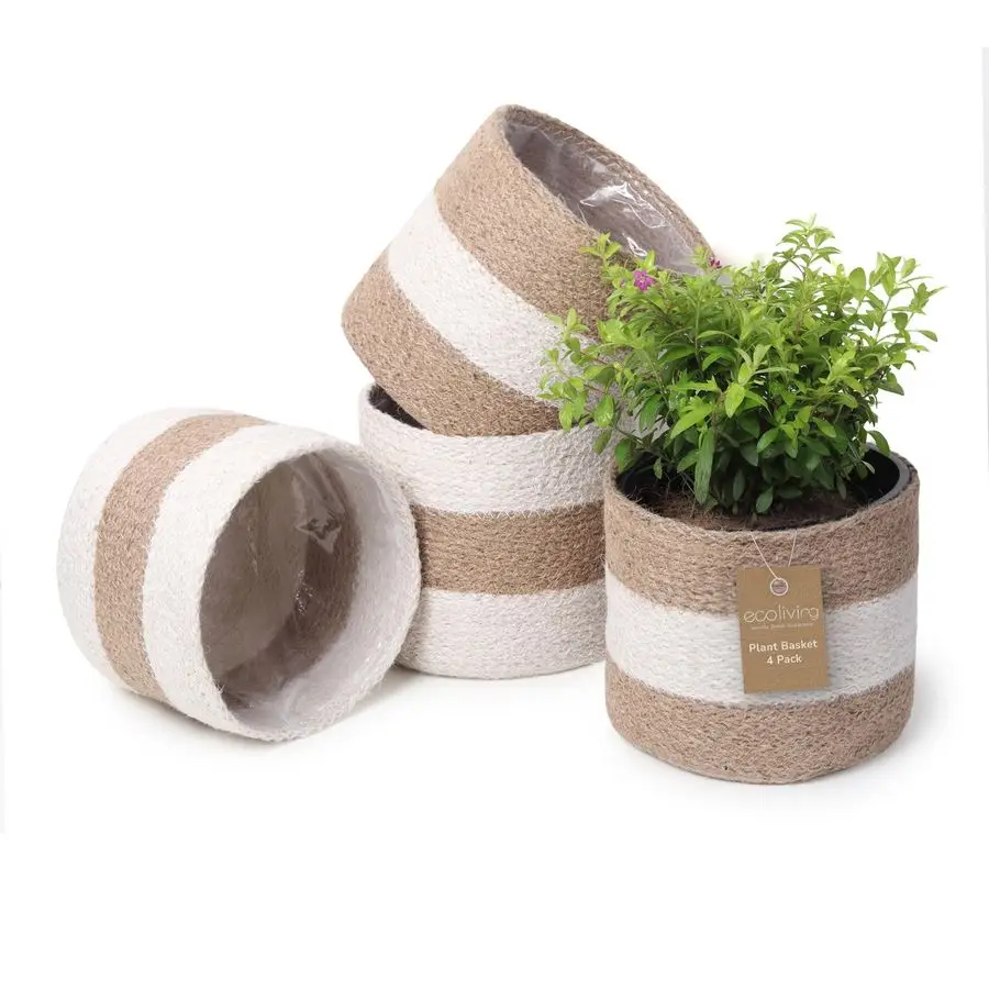

Living Jute Planter Basket Sustainable Woven Rope Covers for Decorating Indoor Outdoor Plants Pots 6.5x6.5x6 Inches Ideal Size f
