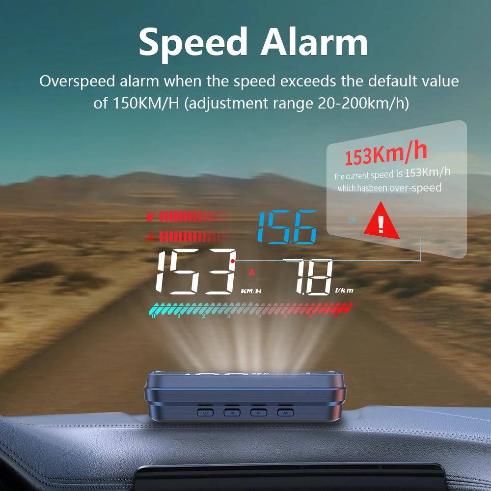 Picture 5: M26 Car OBD HUD OBD2 Head Up Display Digital Speedometer Voltmeter RPM Water Temp Gauge With Alarm Electronic Car Accessories