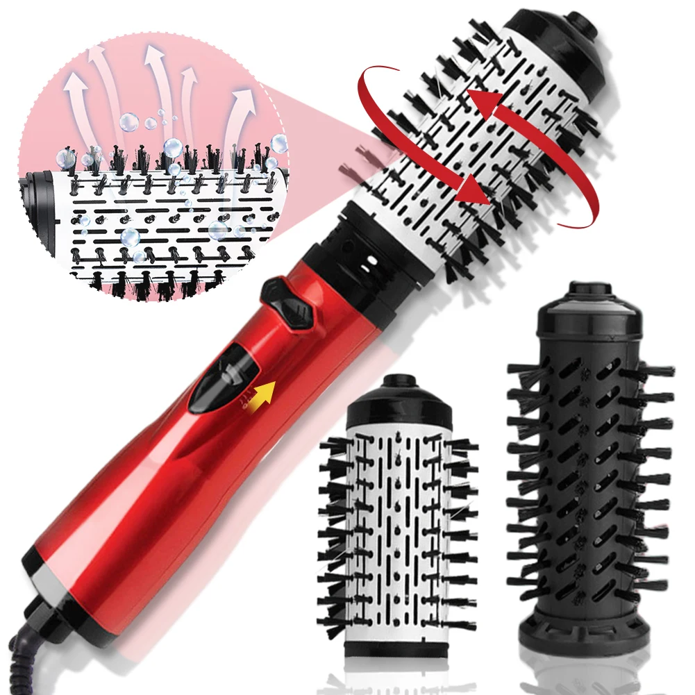 3 in 1 Rotating Electric Hair Straightener Brush Hair Curler Hair Dryer Brush Hot Air Comb Negative Ion Hair-Air Brushes EU/US