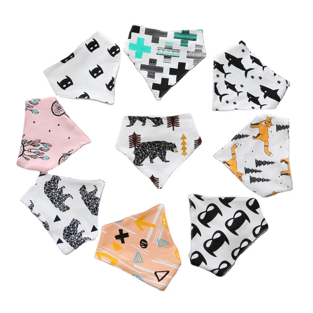 5Pcs/Set Baby Bibs Triangle Double Cotton Bandana Bibs Baby Boys Girls Babador Feeding Smock Infant Burp Cloth Baby Saliva Towel