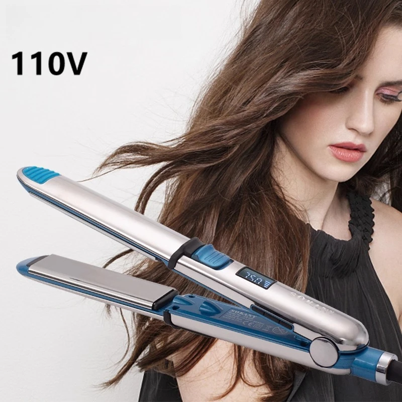 

110V Electric Hair Straightener with Ceramic Plates, Splint Straightening Clip for Bangs Styling, No Heat Damage Styling Tool