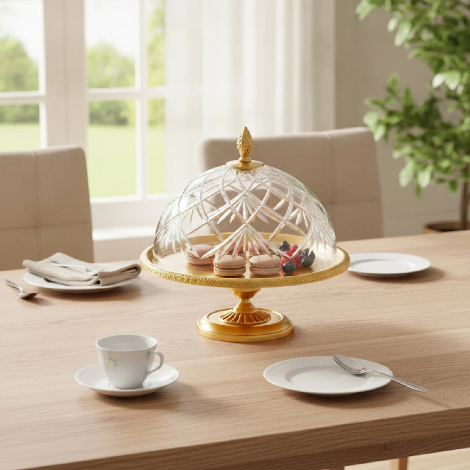 Cake Stand with Glass Dome Lid Decorative Cake Stand with Dome Lid Pedestal Serving Tray Multifunctional Dessert Tray - view 4