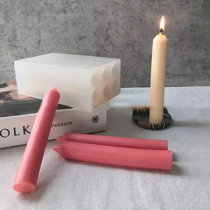 Cylindrical Pillar Candle Silicone Mold DIY Handmade Craft Making Church Pointed Long Rod Ploe Candle Mold Home Decoration