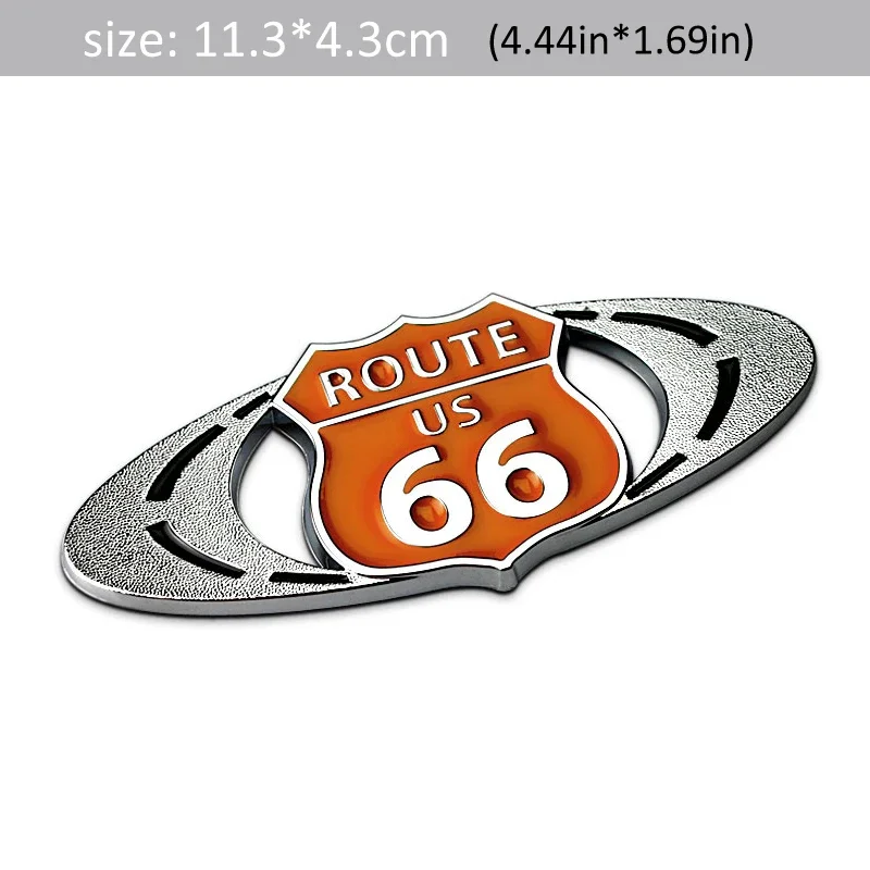 1Pcs 3D Metal ROUTE US 66 Car Side Fender Rear Trunk Emblem Badge Sticker Decals for Universal Cars Moto Bike Decorative