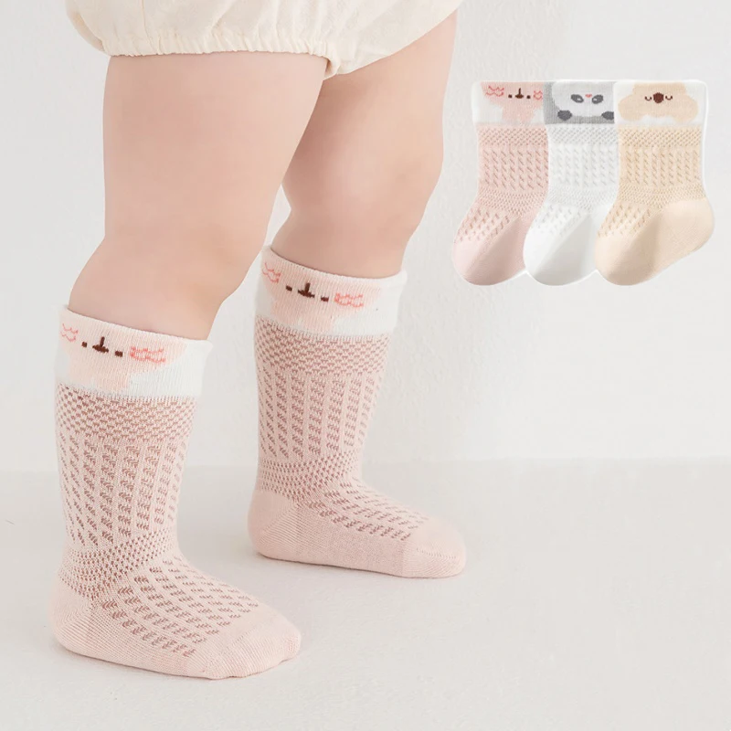 Summer Thin Baby Mesh Socks Newborn Sweet Cute Cartoon Mid Tube Child Socks For Boys Girls Kids Cotton Children's Socks 0-5Years