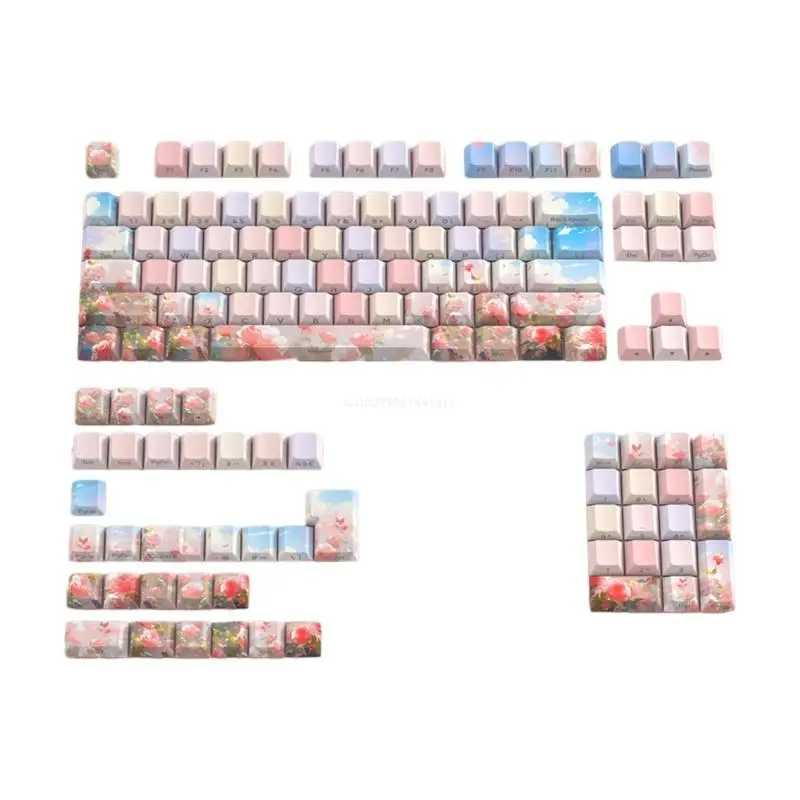 

Double Shot PBT Keycaps 134 Key Colored Rose Mechanical Keyboard Keycap Set DyeSub Sidelit Backlit Keycap Dropship