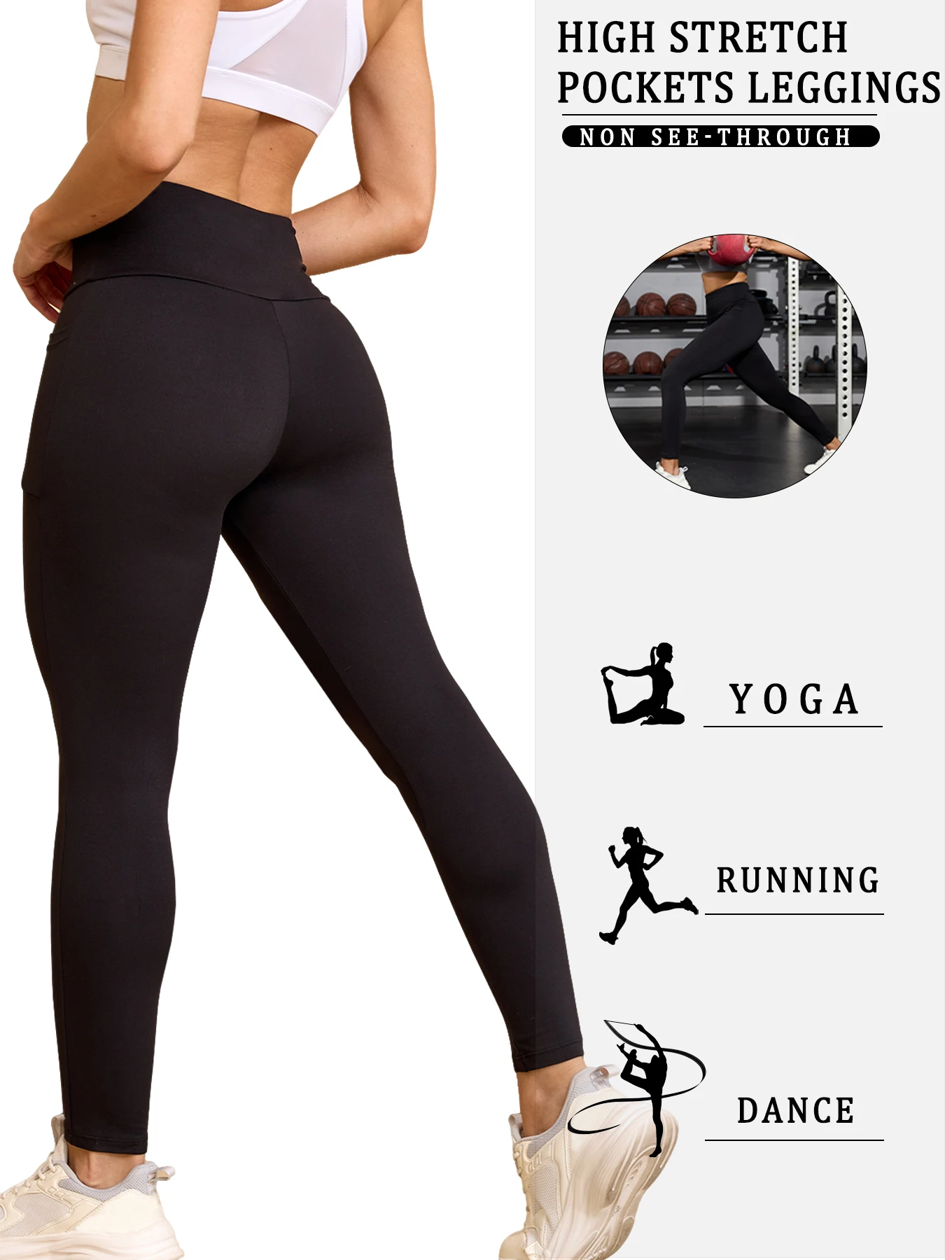 3 Pack Women Yoga Leggings with Pockets High Waisted Super Soft Tummy Control for Workout Running
