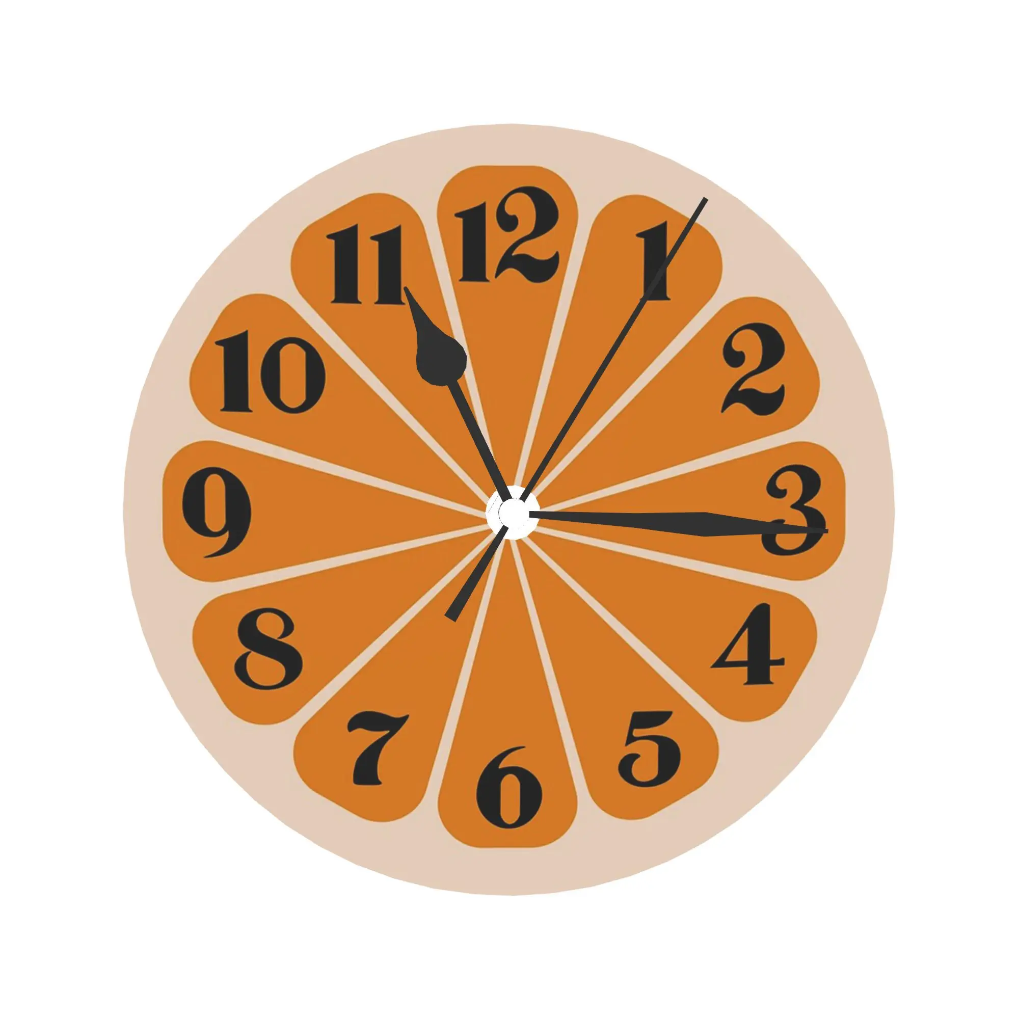 Orange Slice  Wall Clock Room Decoration Silent Round Clock for Bedroom Living Kitchen Home