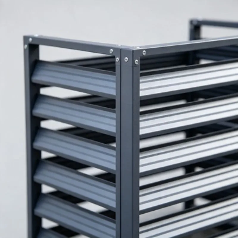 Heavy-Duty Aluminum AC Unit Protective Cover – Ventilated Rainproof Louver Enclosure, Durable Outdoor Air Conditioner Shield