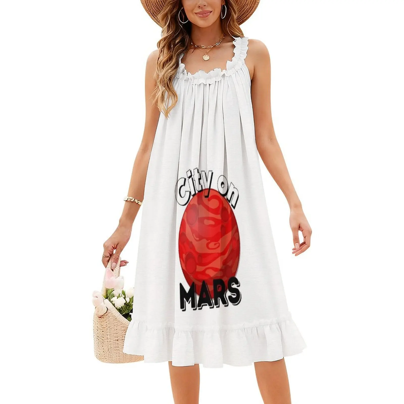 فستان City On Sweetheart ذو فتحة عنق أنيقة للحفلات الصيفية للنساء City On Colony Planet Martian Space فستان نسائي أحمر #4