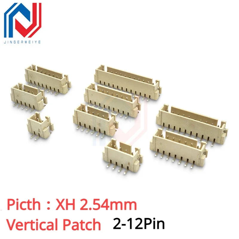 20Pcs Vertical Paster Xh2.54mm Spacing Vertical Paster Socket 2P/3P/4P/5P/6P/7p-12p Connector Terminal Connector Plug