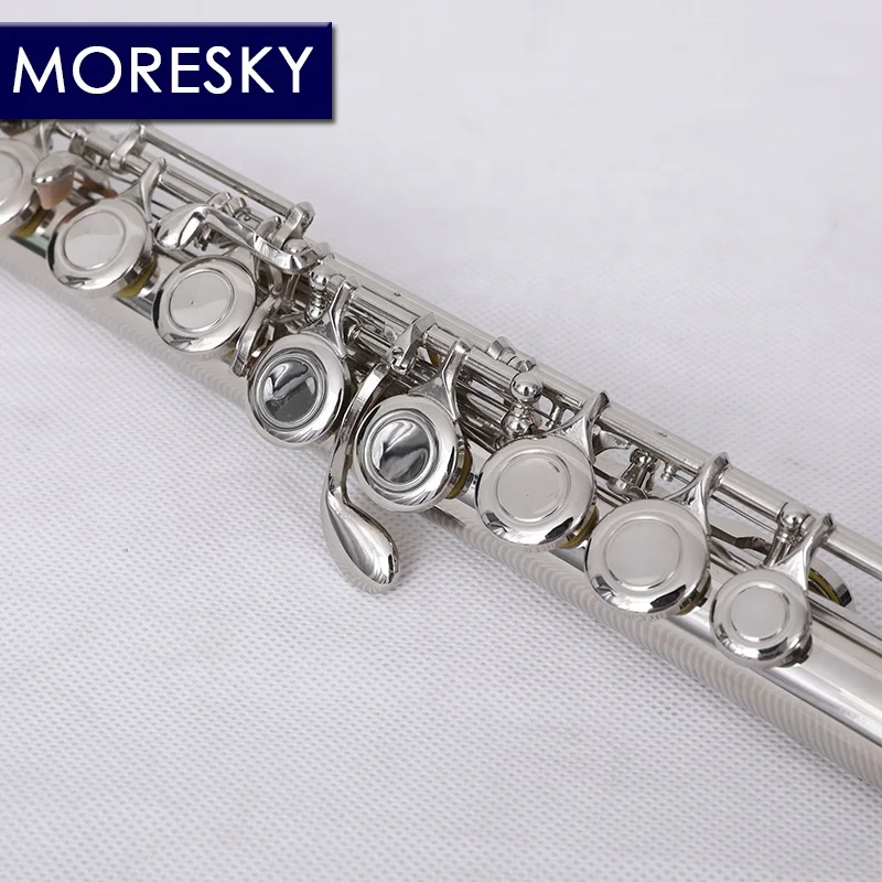 MORESKY 16/17 zamknięte/otwarte otwory flet C kluczowy miedzionik niklowany/posrebrzany flet koncertowy z kluczem E