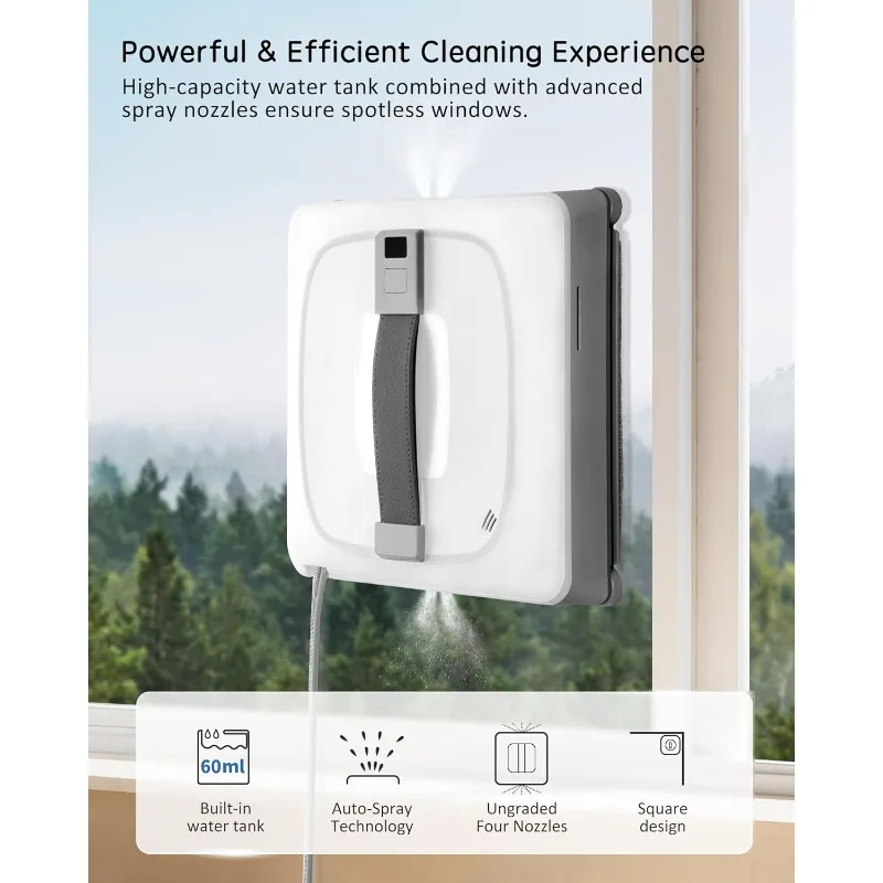 Yoolax Window Cleaning Robot 2.0, Intelligent Robot Window Cleaner with Dual Cross Water Spray Technology