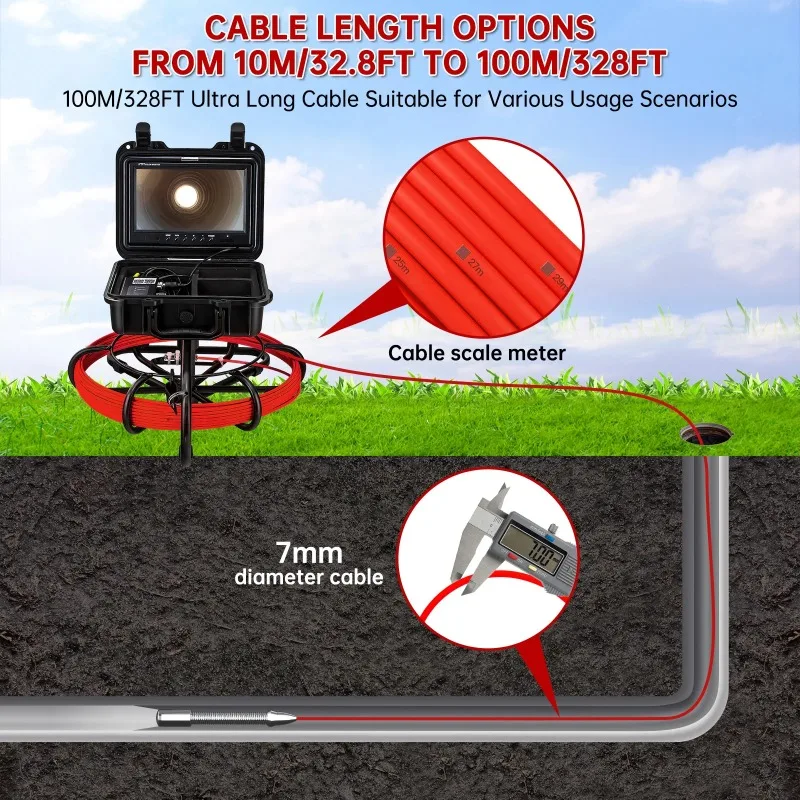 512Hz Sonde Receiver Self Leveling Pipe Drain Camera 23mm Sewer Pipe Locator with 16GB SD Card And WiFi for Pipe Inspection