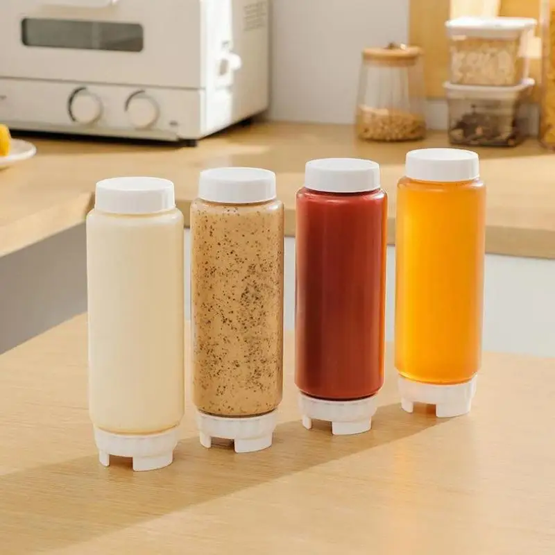 Food Grade Plastic Double Nozzle Squeeze Sauce Bottles Leak Proof Ideal Home Kitchen Cooking Baking Salad Dressing Use