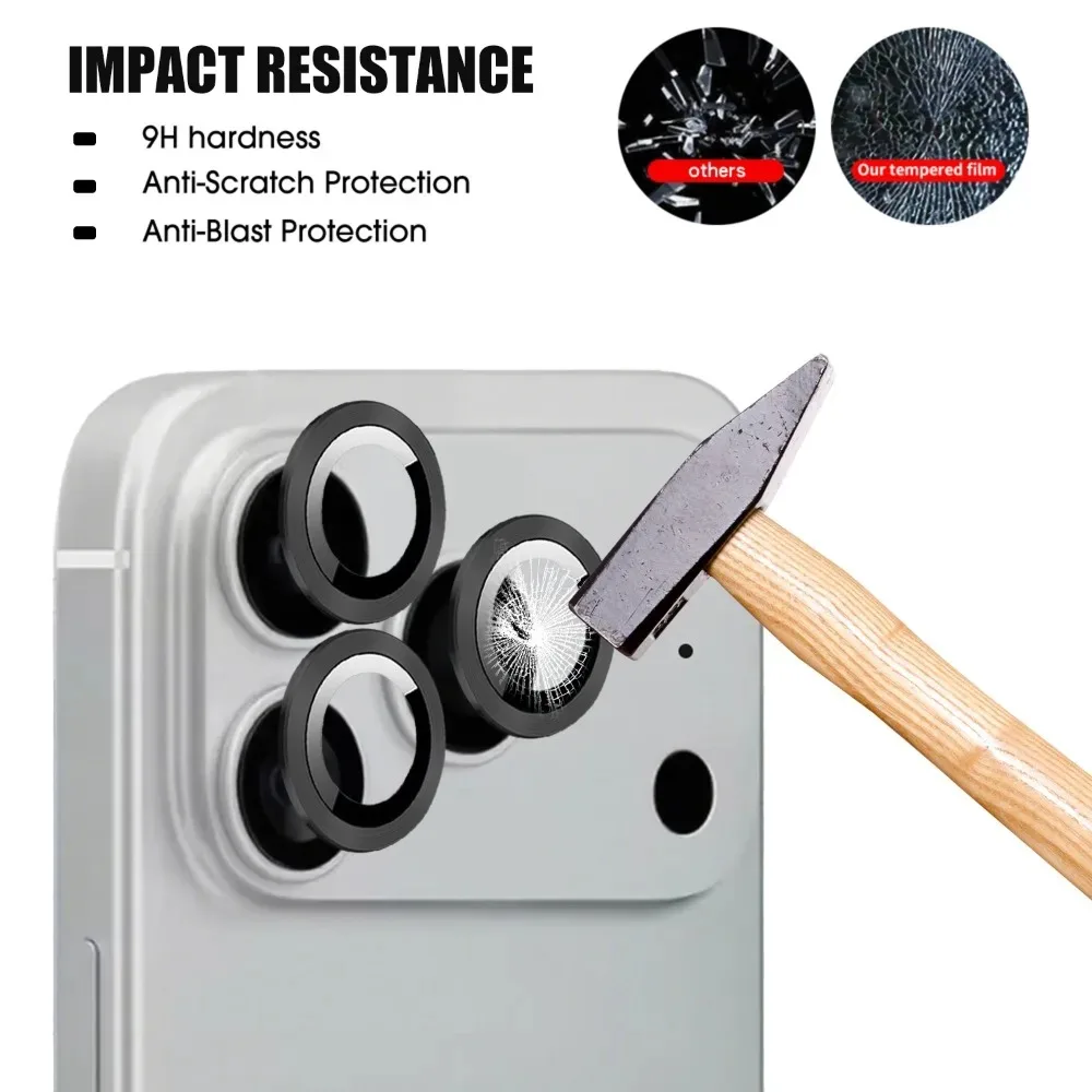 For iPhone 17 Pro Max Air Metal Ring Camera Len Protector Anti-Scratch HD Camera Lens Protective Tempered Glass for iPhone 17Air