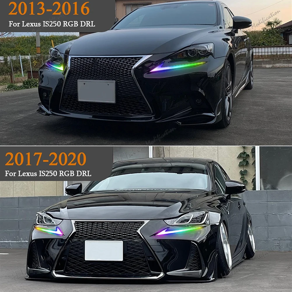 Pair RGB LED Daytime Running Light For 2013-2016/2017-2021 Lexus IS250/350/300 Start - UP Animation With Sequential Signal DRL