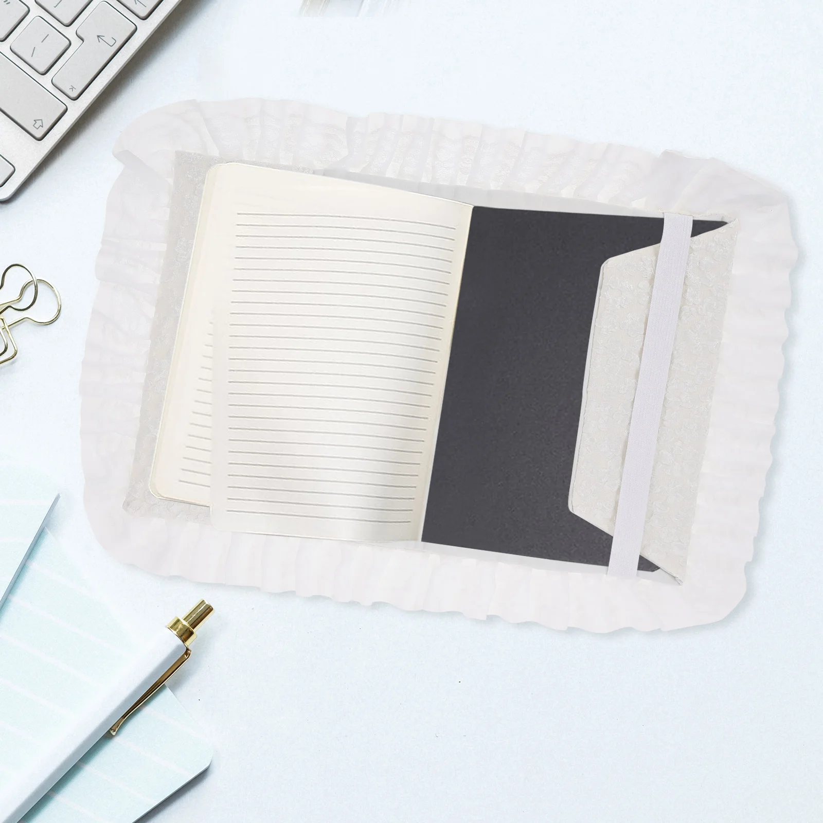 غطاء كتاب من القماش الدانتيل قابل للغسل مصنوع يدويًا غطاء مزخرف لكتب المذكرات ذات الغلاف الصلب #4