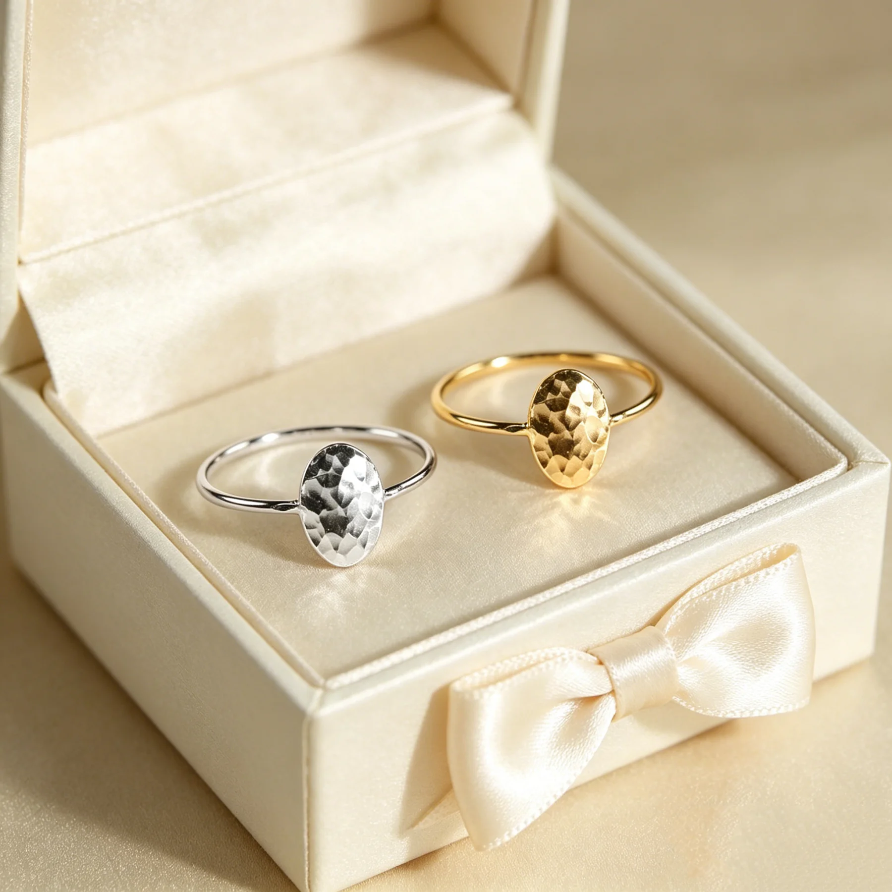 JK Simple and Fashionable Round Hammer Pattern Women's Ring Suitable for Daily Holiday Women's Jewelry Wearing