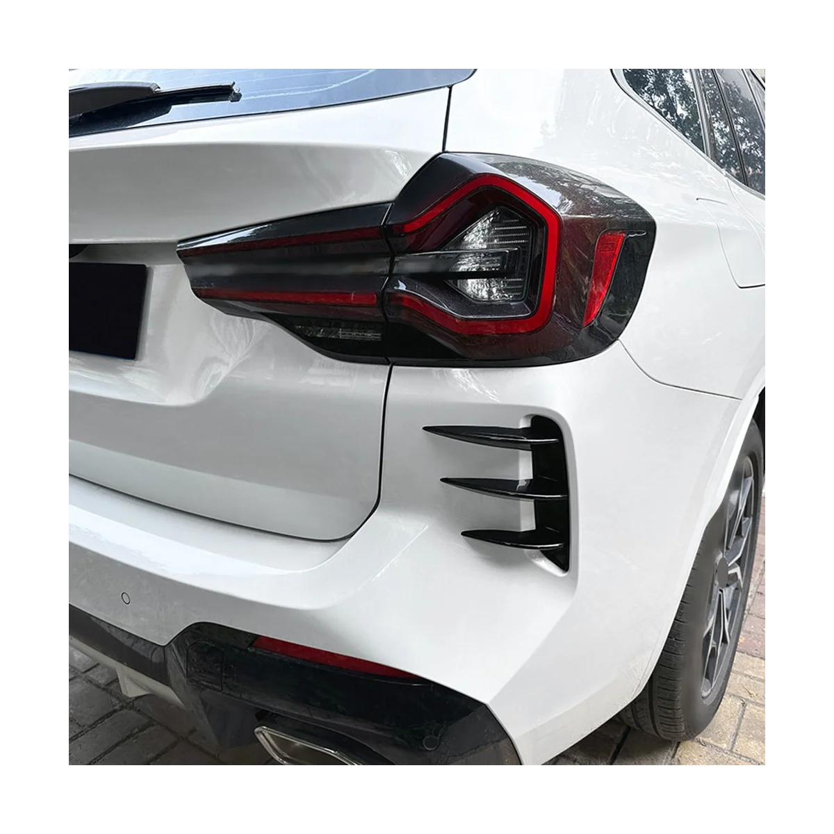 Car Rear Bumper Splitter Glossy Black Spoiler Rear Canard Air Vent Trim for BMW X3 G01 LCI M Sport