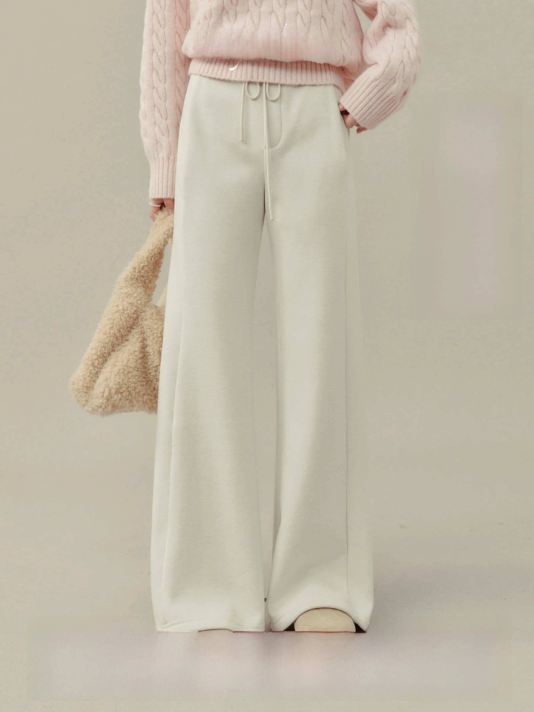 

Зимние широкие повседневные брюки для женщин, с высокой талией, свободные, расклешенные, на шнурке, осенне-зимняя модная женская одежда