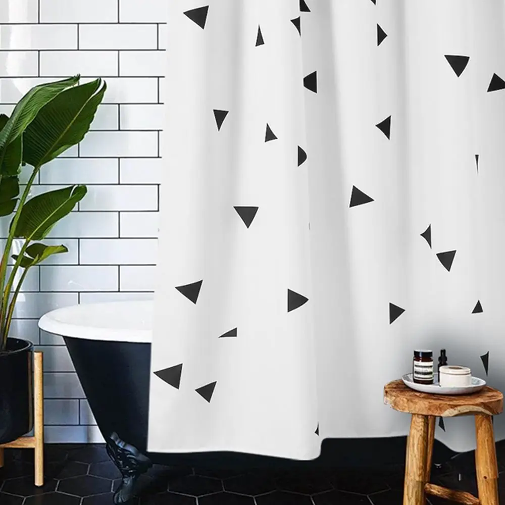 

Triangle Pattern Hook Style Shower Curtain,99.9% Waterproof,Bathroom Thicken Fabric, Mildew-proof, Pure Copper Buttonhole