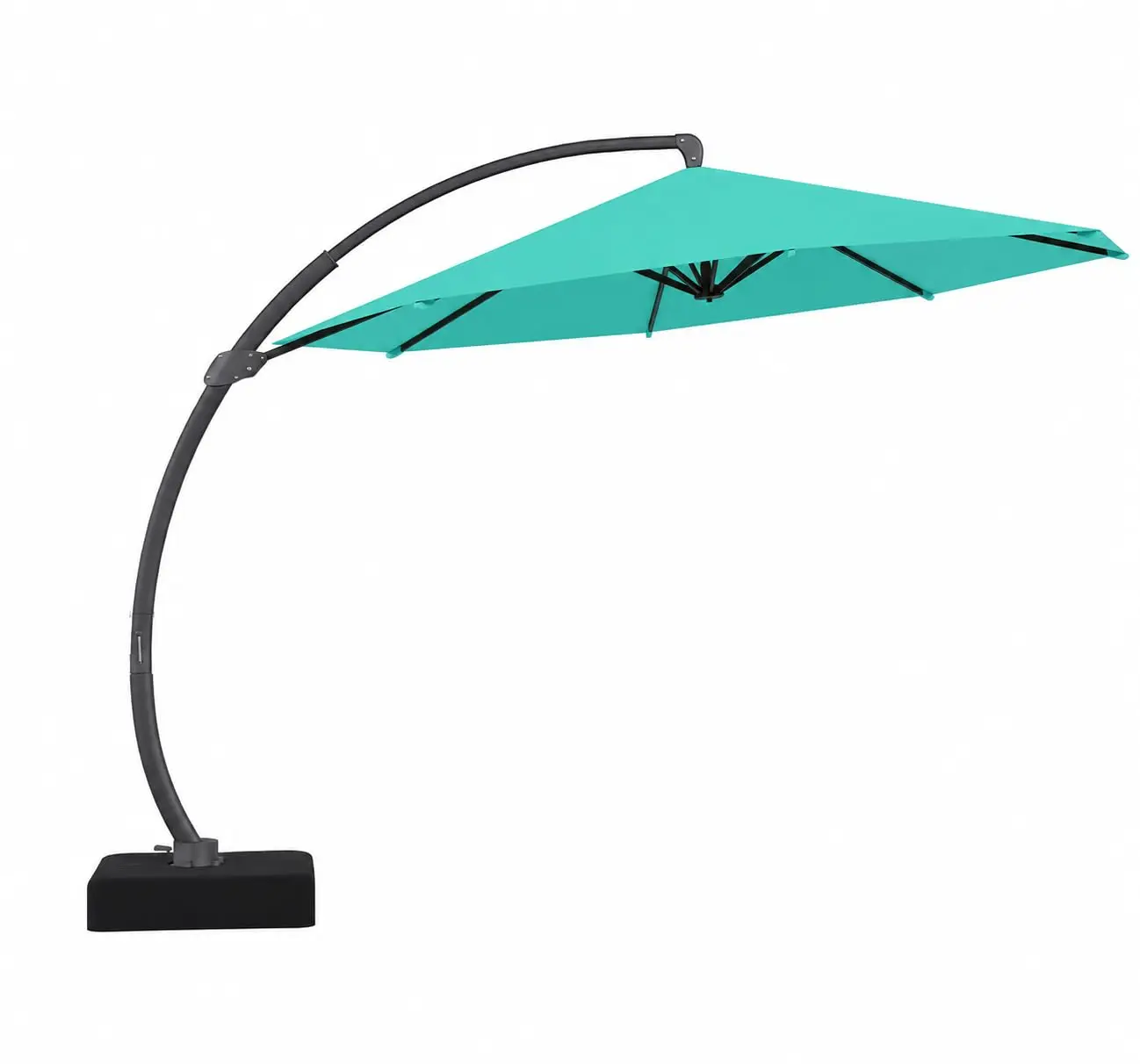 12ft Offset Cantilever Patio Umbrella w/ Base, Round Aluminum Outdoor Umbrella, 360° Rotation & Infinite Tilt,Customized