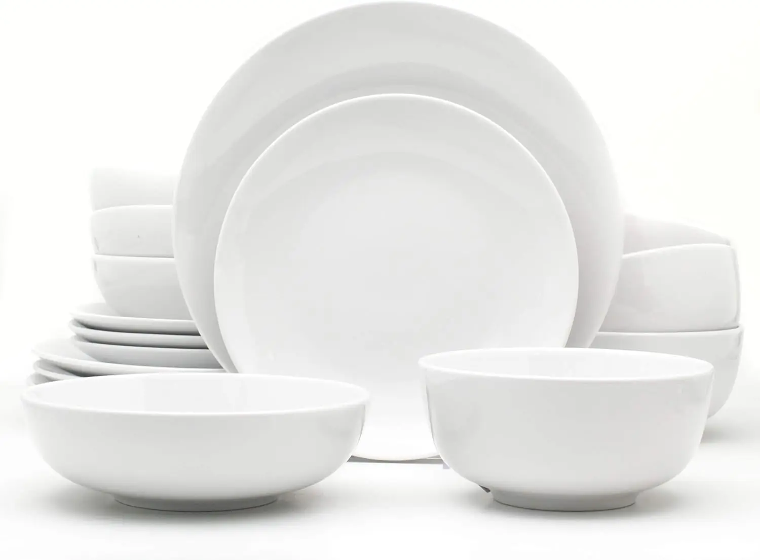 

Euro Ceramica Essential Collection Porcelain Dinnerware and Serveware, 16 Piece Dinnerware Set, Service for 4, Classic White