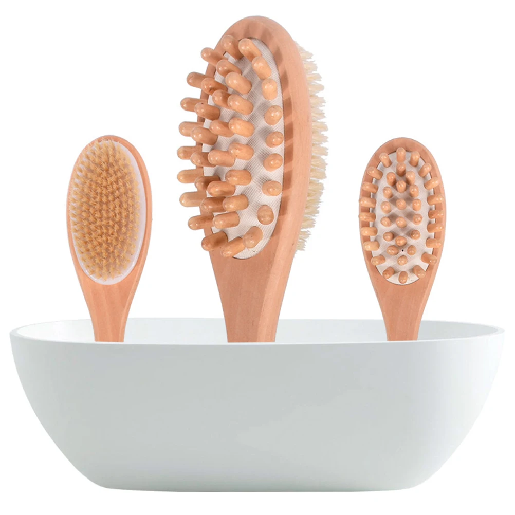 

Massage Bath Brush Body Scrubber Wood H Cleaning Double Sided Back Child Bristle Safe Durable Rubber Material Skin