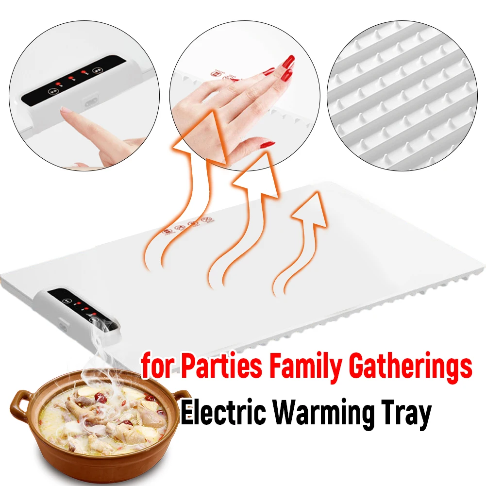 

Electric Heating Tray with Adjustable Temperature Fast Heating Folding Warming Silicone Placemat for Family Gatherings