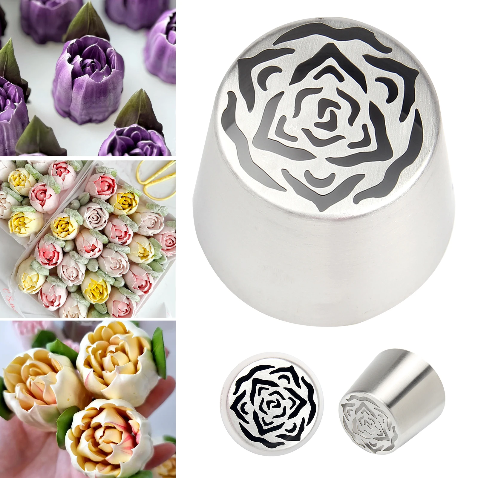 Russian Piping Tips Christmas Marshmallow Laminating Nozzle Stainless Steel Buttercream Squeeze Nozzle Cake Baking Tools SL58