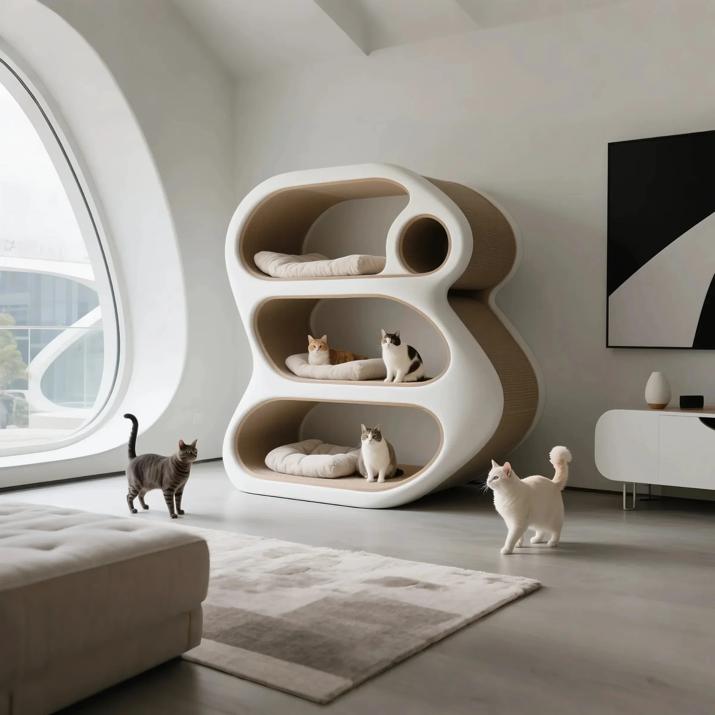 yjq large multi-layer cat climbing frame scratch-resistant high-end simple villa pet cat house customization
