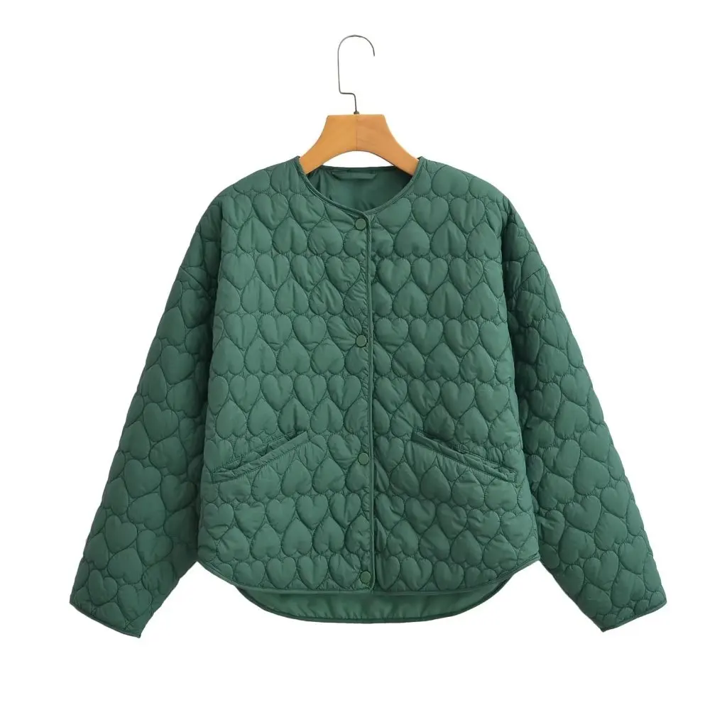 

Women's Cotton Buttoned round Neck Outwear 280 New European And American Style Winter Fashion Top for Ladies