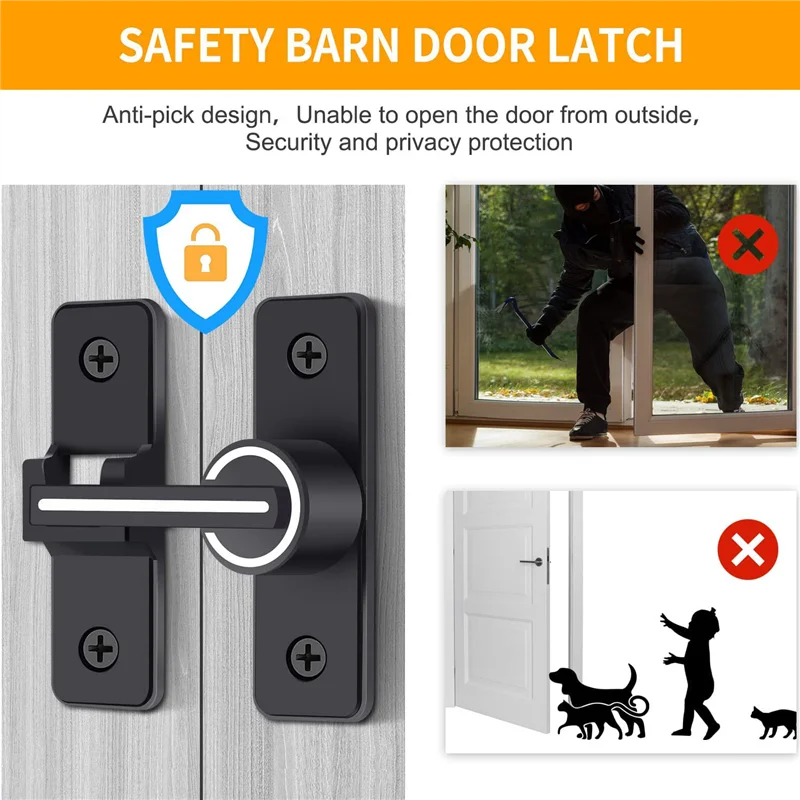 

A45F-Luminous Barn Door Lock,Sliding Barn Door Latch,180 Degree Heavy Duty Gate Latch Suitable For Garden,Garage