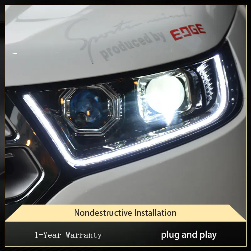 Headlight For Ford Edge 2015 2016 2017 2018 Upgrade Head LED Car Lights Projector Bifocal Lens DRL Signal Front Lamp Accessory