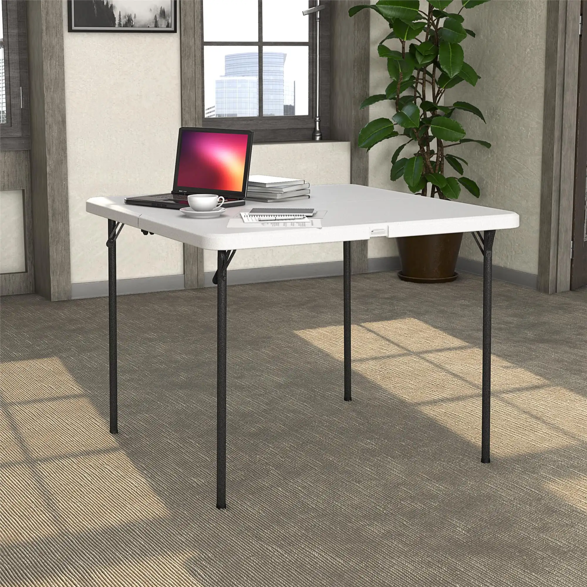 

COSCO XL 36" Fold-in-Half Card Table w/ Handle, White, Indoor & Outdoor