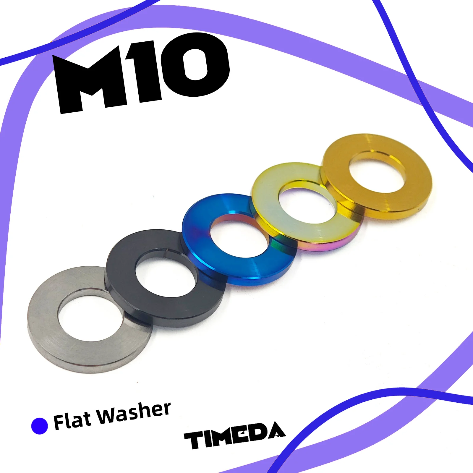 M10 Titanium Bolts Pitch Titanium  Flat Washer for Motorcycle Accessory Parts