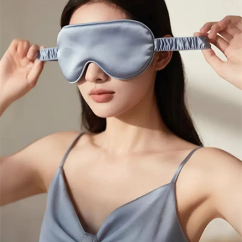 Double-Sided Silk Sleeping Eyeshade Light Blocking Breathable Travel Sleep Eye Mask Shields Protective Safety Goggle Eye Wear view 3