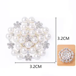 5Pcs/Lot Gold/Silver Large Alloy Pearl Rhinestone Embellishment Ornament Buttons Crafts Accessories