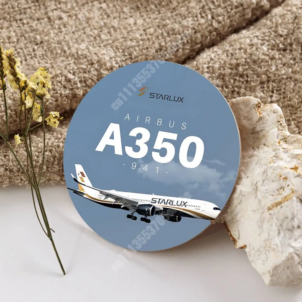 Cool A340 A350 A380 Airplane Wooden Cup Mat Americano Beer Milk Water Coaster for Baking Studio