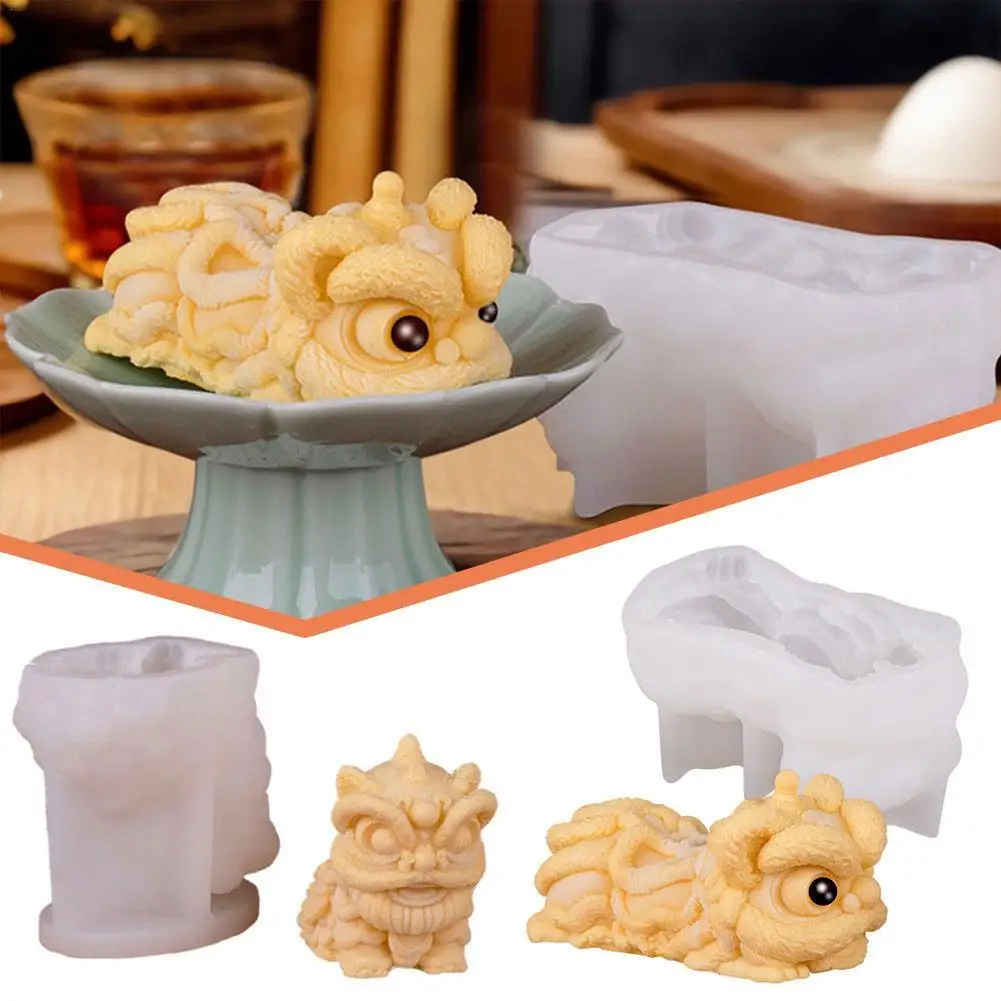 Dancing Lion Silicone Candle Molds Diy Lion Candle Making Supplies Handmade Soap Plaster Resin Mold New Year Decor Cake Molds