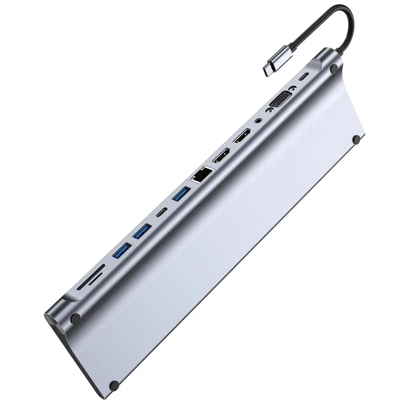 

11/12-in-1 Type C Hub with 4K HDMI-compatible Multiport Adapter Dock Station USB 3.0 RJ45 SD/TF VGA PD for Laptop MacBook iPad