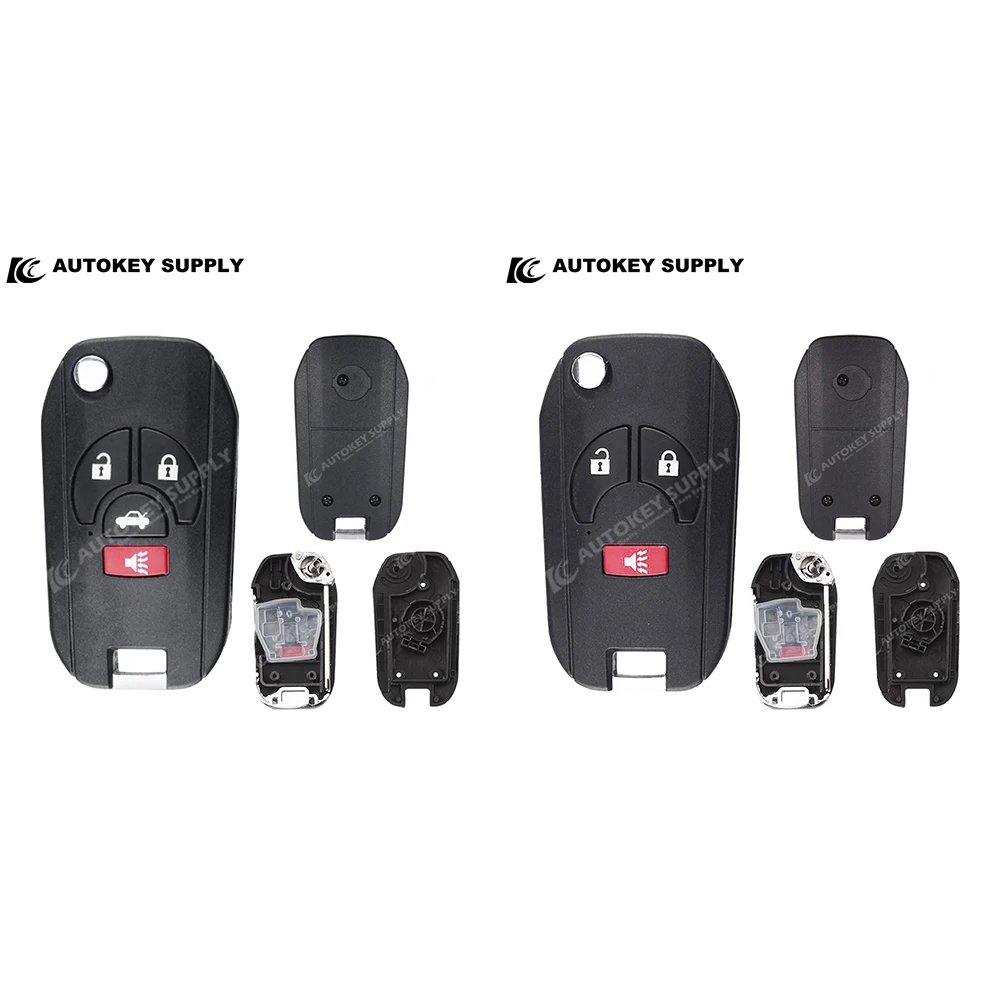 AutokeySupply For 2+1 / 3+1 Buttons Remote Flip Key Shell