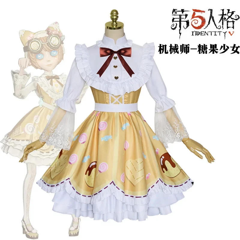 Anime identidade v maquinista tracy reznik cosplay traje doce menina lolita vestido óculos adorável uniforme carnaval para menina ms53563