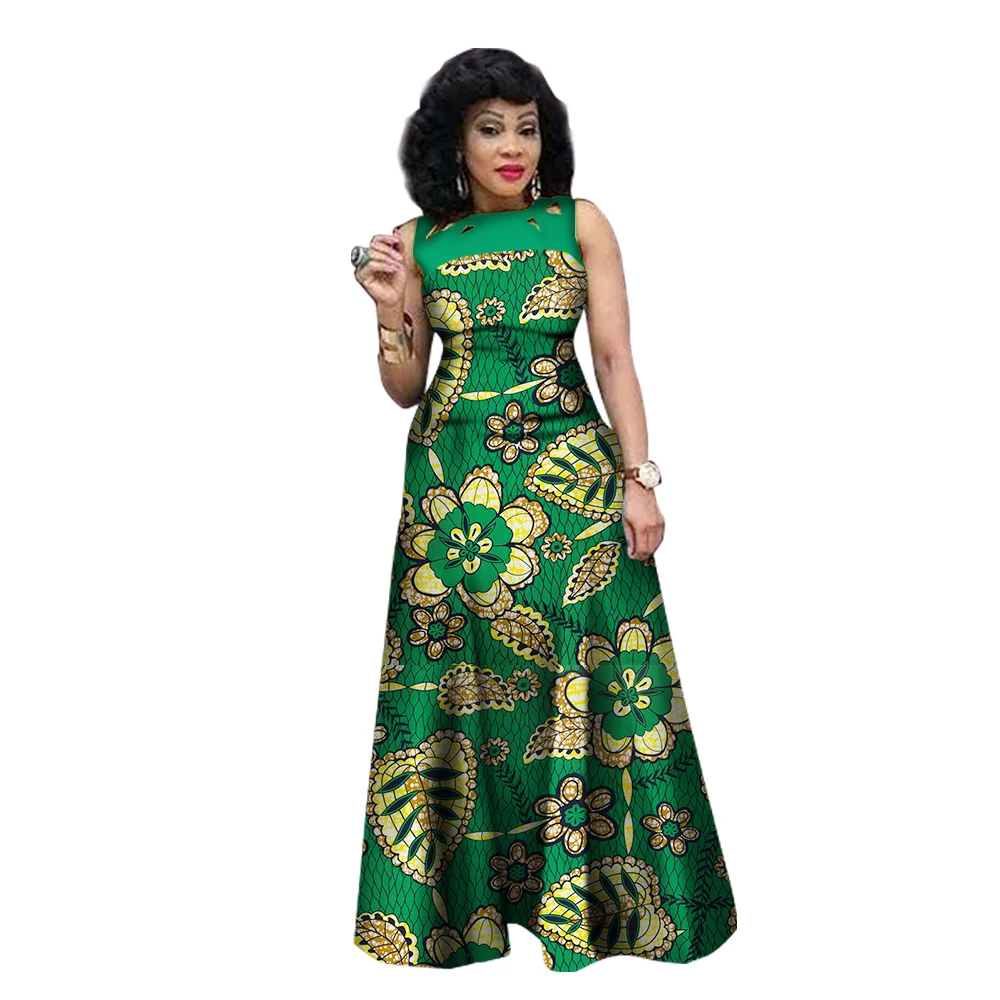 New Style Summer African Dresses for Women 2021 African Print Clothing Sleeveless Sexy Maxi Dress Plus Size BRW WY1341