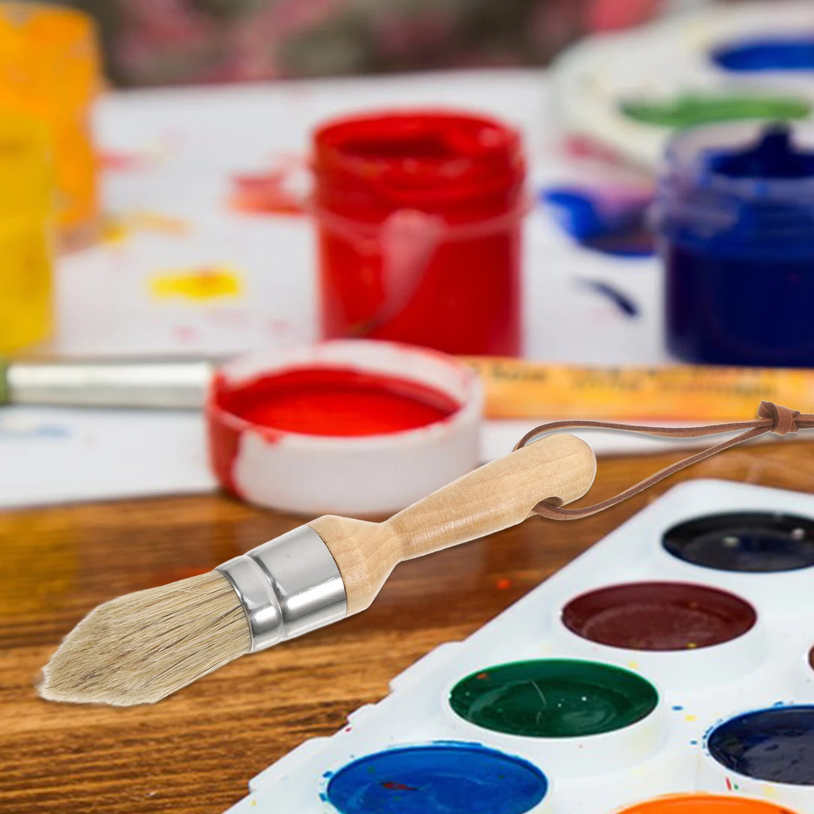 

2Pcs Wood Handle Paint Brush Furniture Painting Tool Multi-Use Oil Wax Brush Comfortable Grip Soft Durable Car Washing