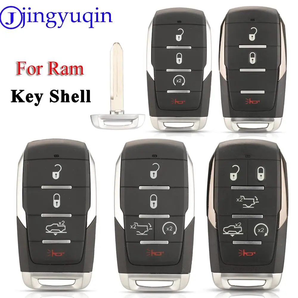 jingyuqin OHT-4882056 3/4/5/6 Buttons Smart Prox Remote Car Key Shell Case For Ram 1500 Pickup 2019 2020 2021