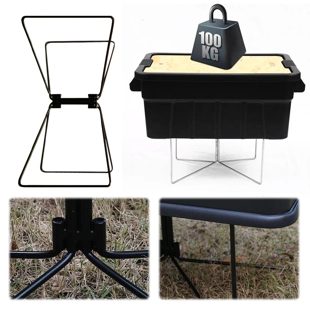 

Camping Foldable Metal Stand Portable Organizer Box Folding Stand Steel Outdoor Storage Boxes Shelves for Travel Cooking