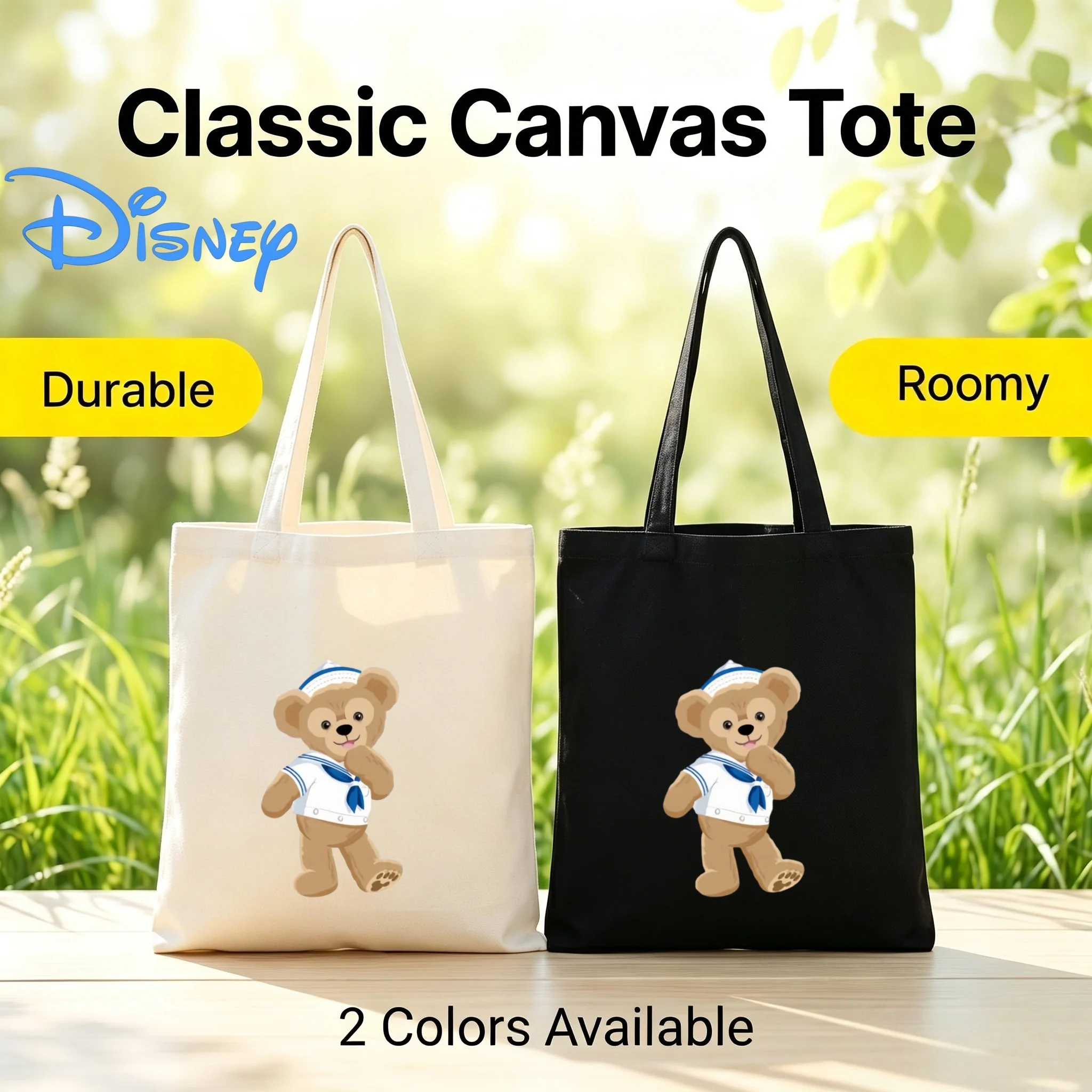 

1PC Disney Sailor Duffy Bear White Navy Outfit Print Canvas Tote Bag Eco Shopping Casual Shoulder Handbag