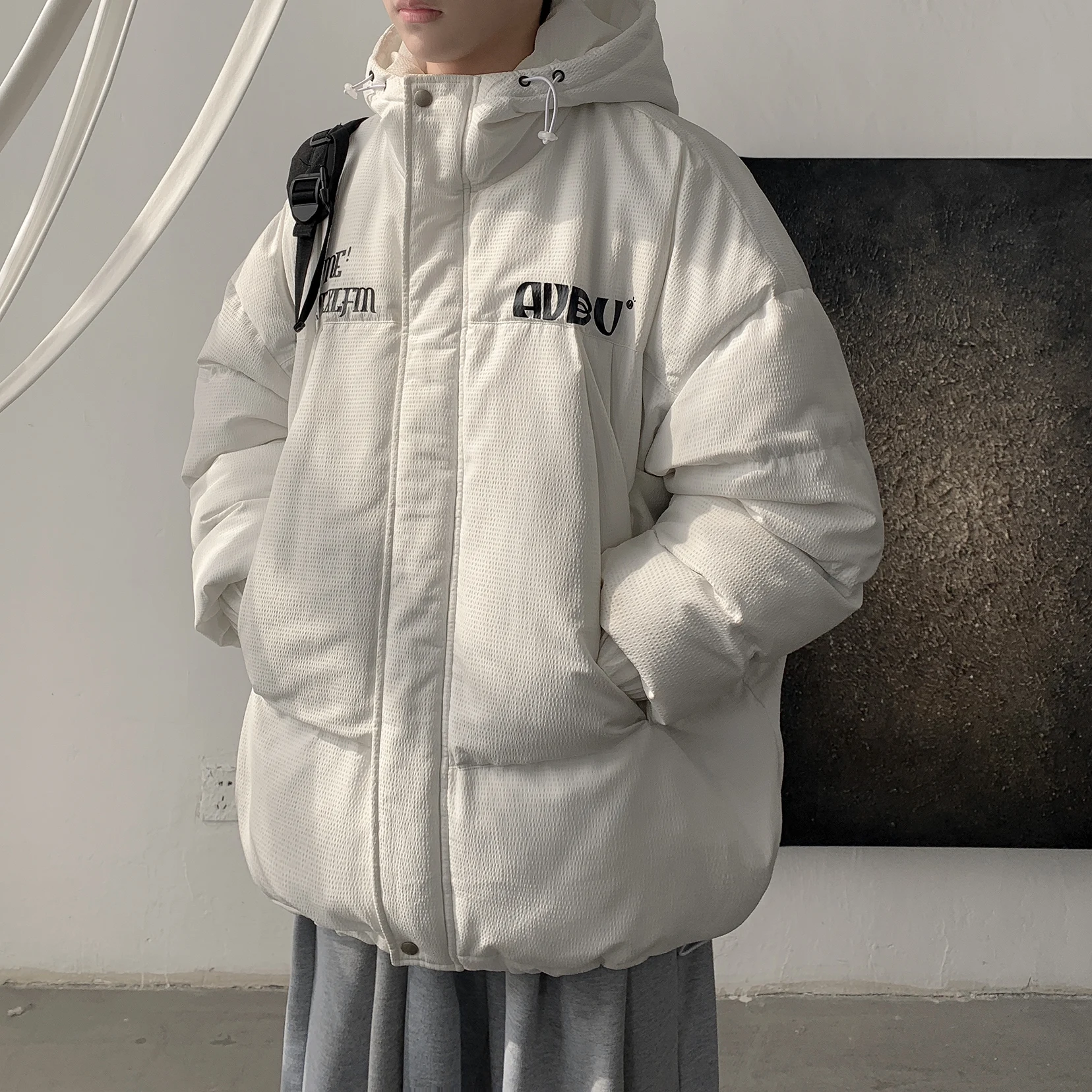 

Men's Lightweight Thin down Cotton Jaet Winter Thiened Casual Anti-Cold Coat Faionable Brand Youth ular Loose Fit